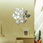 2 ensembles de stickers muraux à motif floral pour la décoration intérieure, décalcomanies murales 3D, autocollants muraux miroir DIY, décoration de salon