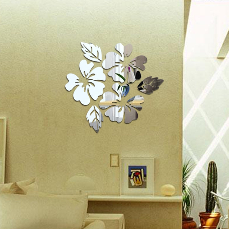2 ensembles de stickers muraux à motif floral pour la décoration intérieure, décalcomanies murales 3D, autocollants muraux miroir DIY, décoration de salon