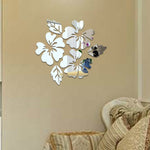 2 ensembles de stickers muraux à motif floral pour la décoration intérieure, décalcomanies murales 3D, autocollants muraux miroir DIY, décoration de salon