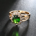 Bague Diamant Ovale Verte Style Vintage, 10