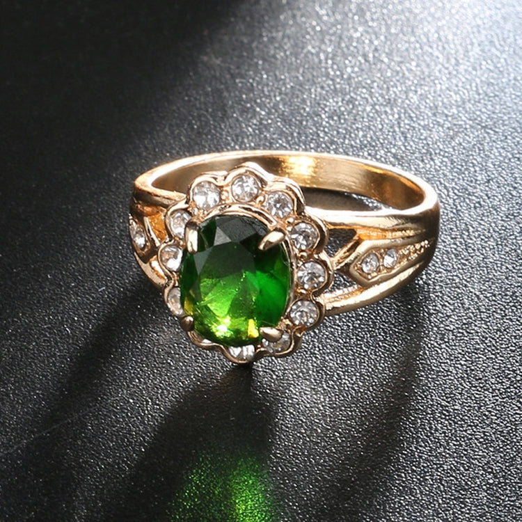 Bague Diamant Ovale Verte Style Vintage, 10