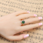 Bague Diamant Ovale Verte Style Vintage, 10