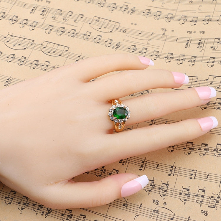 Bague Diamant Ovale Verte Style Vintage, 10
