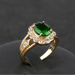 Bague Diamant Ovale Verte Style Vintage, 10
