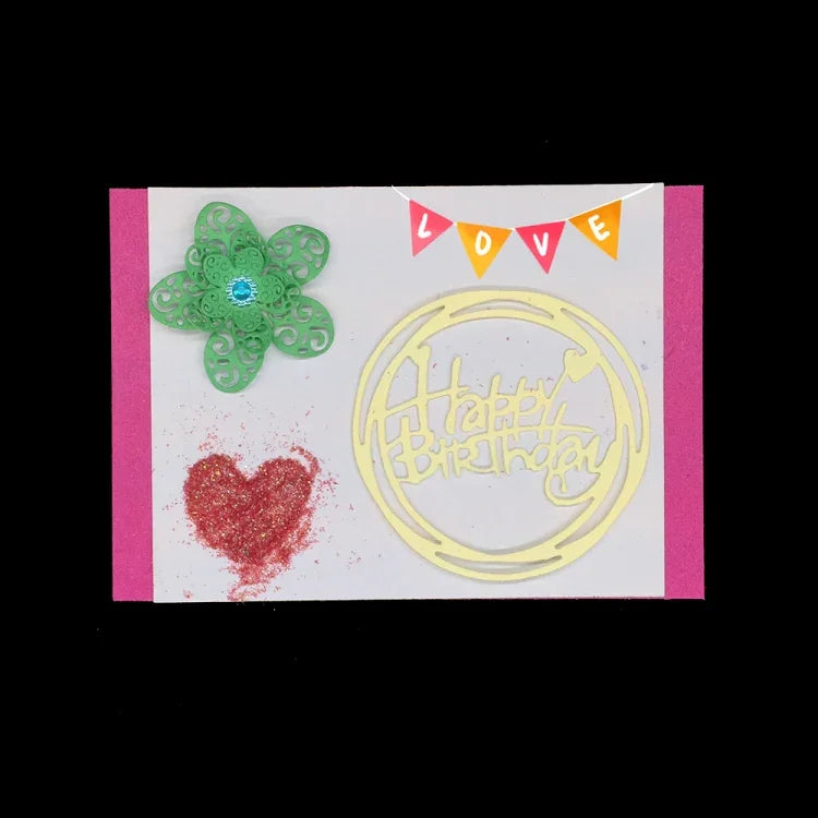 Pochoir rond Joyeux Anniversaire pour couteau, bricolage, album clip, fabrication de cartes de vœux, forme ronde Joyeux Anniversaire