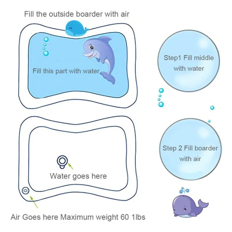 Tapis de jeu aquatique gonflable pour bébé, coussin de prostration, bleu clair 66*50cm, blanc 60*50cm, bleu 60*50cm