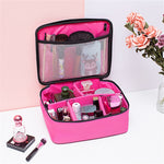 Trousse de Toilette Grande Capacité Simple, Trousse de Voyage Étanche Portable, Pochette Maquillage avec Filet Intérieur et Poches