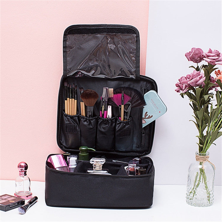 Trousse de Toilette Grande Capacité Simple, Trousse de Voyage Étanche Portable, Pochette Maquillage avec Filet Intérieur et Poches