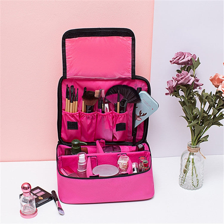 Trousse de Toilette Grande Capacité Simple, Trousse de Voyage Étanche Portable, Pochette Maquillage avec Filet Intérieur et Poches