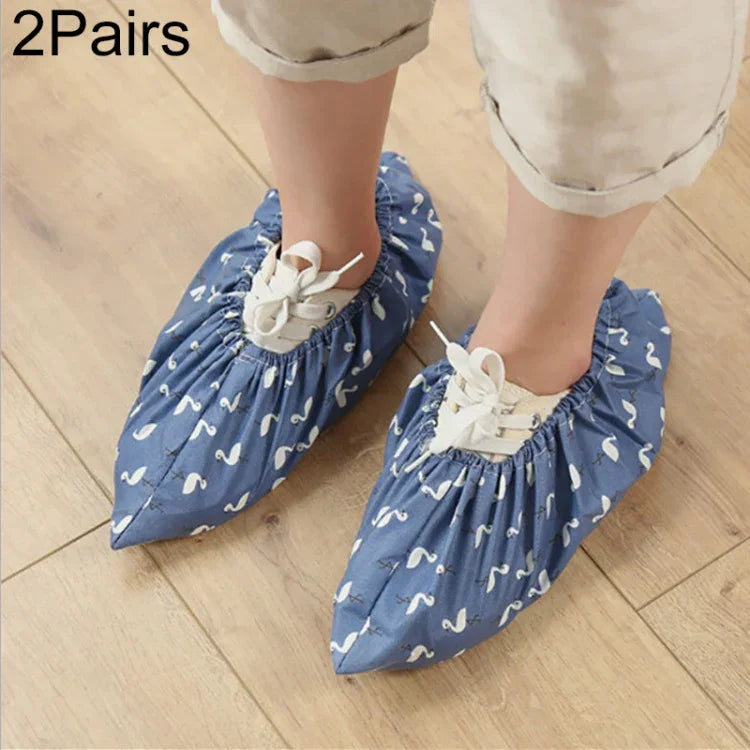 2 paires de couvre-chaussures élastiques réutilisables épaissis antidérapants pour la maison, intérieur, surchaussures Flamingo anti-poussière étanches