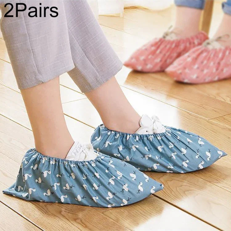 2 paires de couvre-chaussures élastiques réutilisables épaissis antidérapants pour la maison, intérieur, surchaussures Flamingo anti-poussière étanches