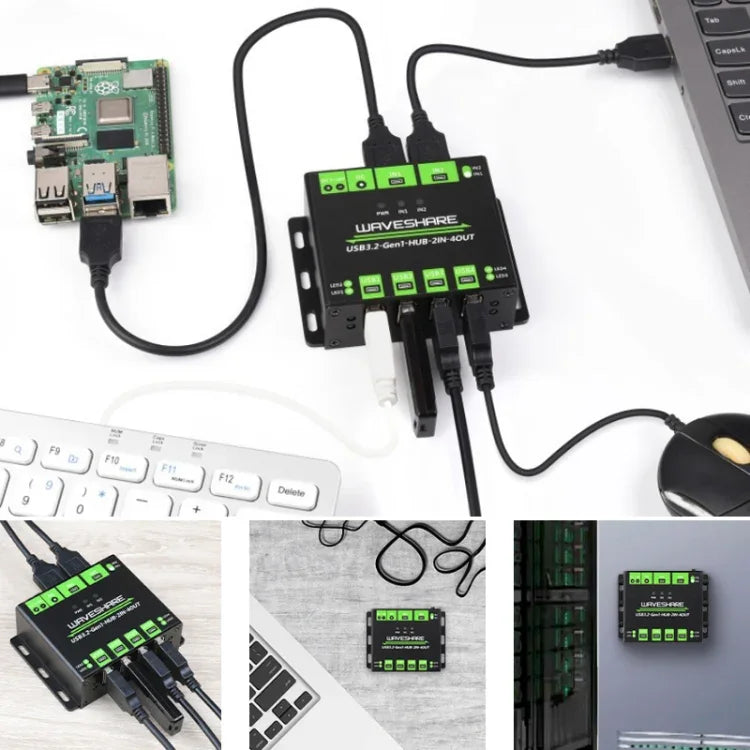 Waveshare 23929 HUB USB, extension de 4 ports USB 3.2, double hôtes commutables, multi protections, 23929