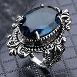Bague Topaze Bleue Océan Vintage en Forme d'Œuf d'Oie, 10, 6, 7, 8, 9