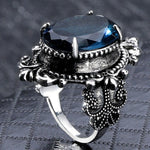 Bague Topaze Bleue Océan Vintage en Forme d'Œuf d'Oie, 10, 6, 7, 8, 9