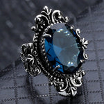 Bague Topaze Bleue Océan Vintage en Forme d'Œuf d'Oie, 10, 6, 7, 8, 9