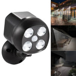 Éclairage extérieur 3W 4 LED CMS 3535 Détecteur de mouvement sans fil Projecteur extérieur Applique murale LED