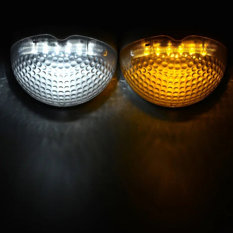 Lampe de clôture solaire semi-circulaire étanche IP55, à contrôle lumineux, pour jardin, lumière blanche chaude, lumière blanche