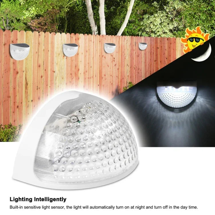 Lampe de clôture solaire semi-circulaire étanche IP55, à contrôle lumineux, pour jardin, lumière blanche chaude, lumière blanche