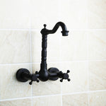 Robinet mural de salle de bain tout en bronze, eau froide et chaude, style ancien