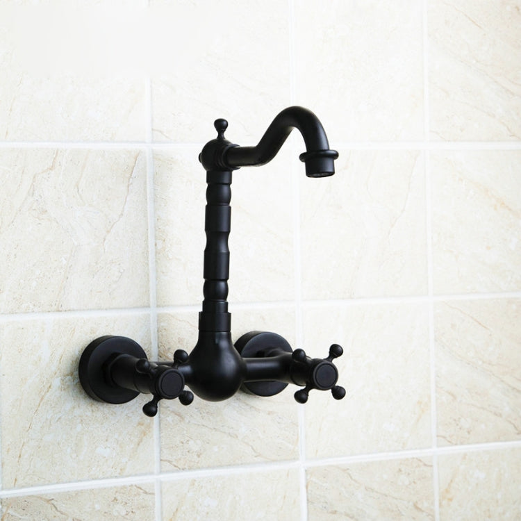 Robinet mural de salle de bain tout en bronze, eau froide et chaude, style ancien
