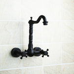 Robinet mural de salle de bain tout en bronze, eau froide et chaude, style ancien