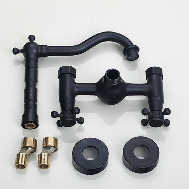 Robinet mural de salle de bain tout en bronze, eau froide et chaude, style ancien