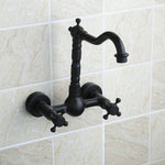 Robinet mural de salle de bain tout en bronze, eau froide et chaude, style ancien