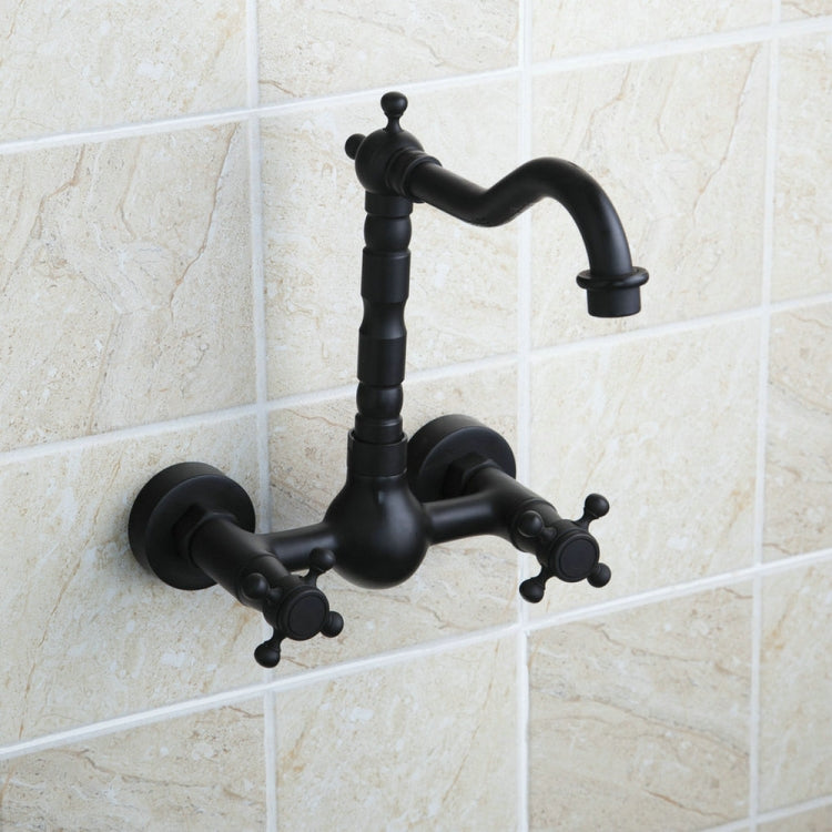 Robinet mural de salle de bain tout en bronze, eau froide et chaude, style ancien