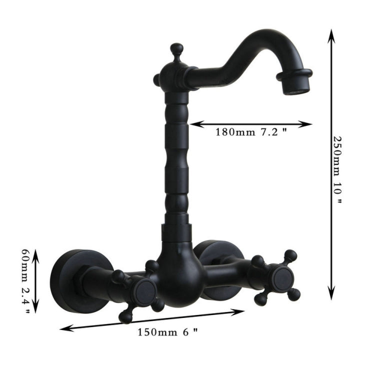 Robinet mural de salle de bain tout en bronze, eau froide et chaude, style ancien