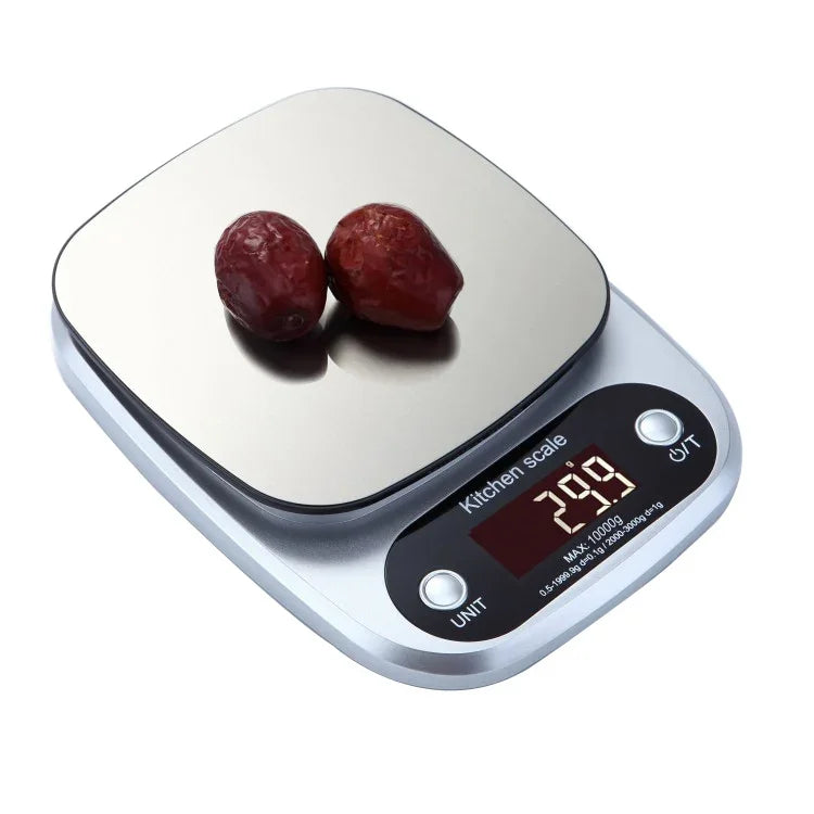 Balance électronique de cuisine en acier inoxydable avec écran LCD, 10 kg / 1 g