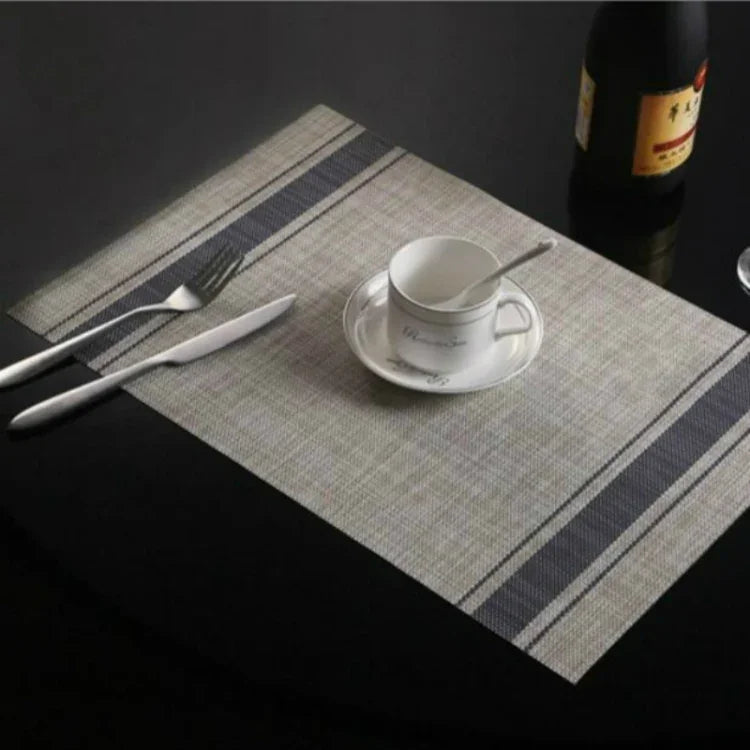2 PCS sets de table durables en PVC, sous-verre pour tasse à café, sets de table tressés antidérapants, taille : 30x45cm