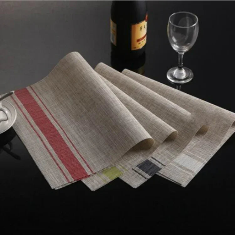 2 PCS sets de table durables en PVC, sous-verre pour tasse à café, sets de table tressés antidérapants, taille : 30x45cm