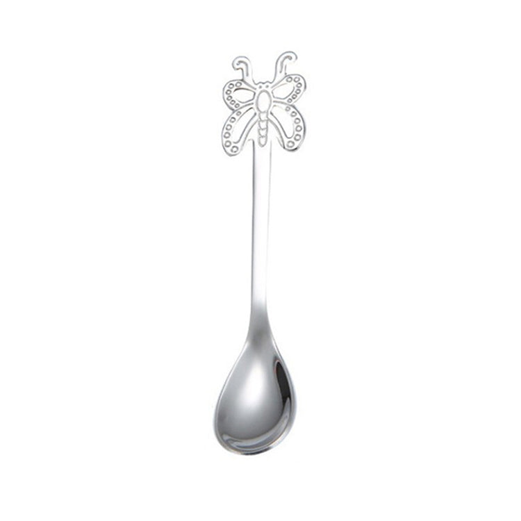 Cuillère à café papillon multicolore en acier inoxydable pour fruits, boissons froides, crème glacée, dessert, thé, argent, or, or rose, arc-en-ciel, noir, violet