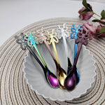 Cuillère à café papillon multicolore en acier inoxydable pour fruits, boissons froides, crème glacée, dessert, thé, argent, or, or rose, arc-en-ciel, noir, violet