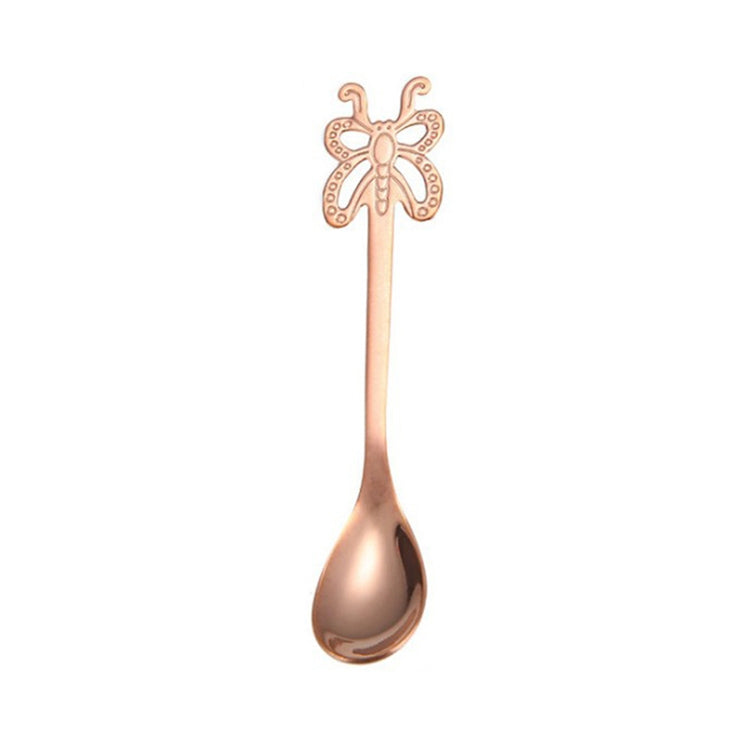 Cuillère à café papillon multicolore en acier inoxydable pour fruits, boissons froides, crème glacée, dessert, thé, argent, or, or rose, arc-en-ciel, noir, violet