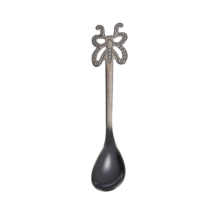 Cuillère à café papillon multicolore en acier inoxydable pour fruits, boissons froides, crème glacée, dessert, thé, argent, or, or rose, arc-en-ciel, noir, violet