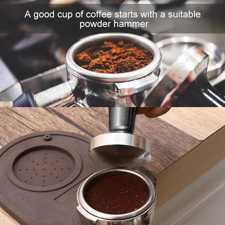 Pilon à poudre de café en acier inoxydable avec presse à poudre en alumine à pression constante, 58mm noir