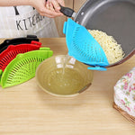 Filtre de pot en silicone Clip de cuisine Filtre de pot Égoutter l'excès de liquide Égouttoir à pâtes Légumes Ustensiles de cuisine