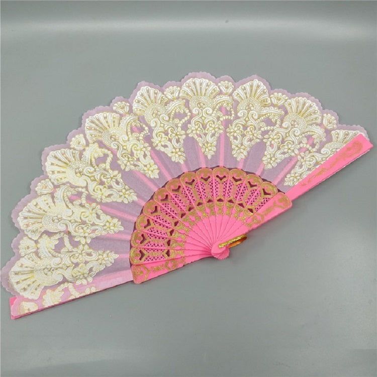 Éventail pliant en plastique style espagnol, éventail en dentelle paon, éventail de danse pour femmes avec dorures, 23x42cm