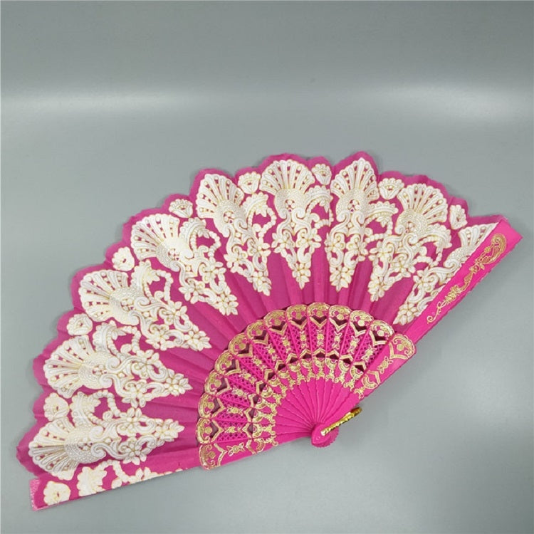 Éventail pliant en plastique style espagnol, éventail en dentelle paon, éventail de danse pour femmes avec dorures, 23x42cm