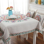 Nappe en lin à motif rétro pour dîner, décoration intérieure, nappe anti-poussière, 85x85cm, 110x110cm, 110x160cm, 130x180cm