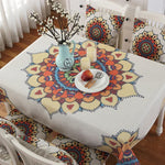 Nappe en lin à motif rétro pour dîner, décoration intérieure, nappe anti-poussière, 85x85cm, 110x110cm, 110x160cm, 130x180cm