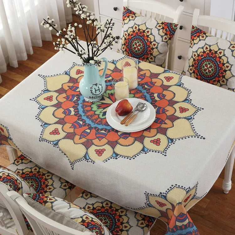 Nappe en lin à motif rétro pour dîner, décoration intérieure, nappe anti-poussière, 85x85cm, 110x110cm, 110x160cm, 130x180cm