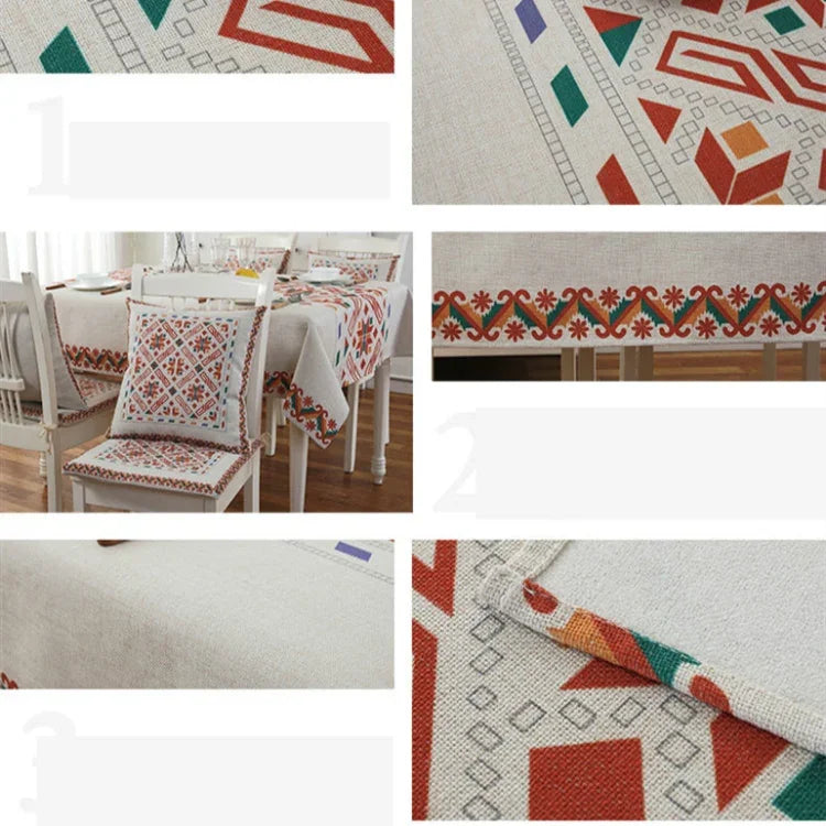 Nappe en lin à motif rétro pour dîner, décoration intérieure, nappe anti-poussière, 85x85cm, 110x110cm, 110x160cm, 130x180cm
