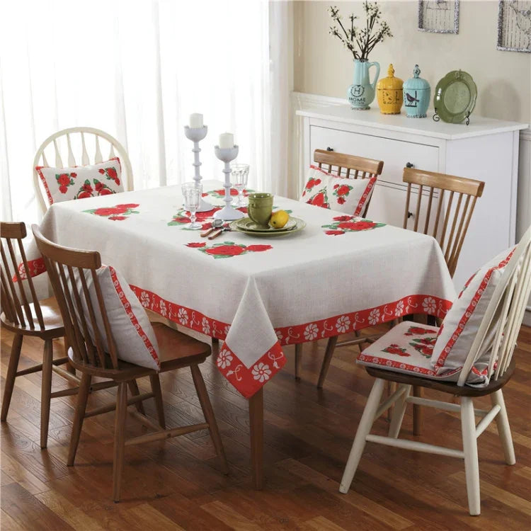 Nappe en lin à motif rétro pour dîner, décoration intérieure, nappe anti-poussière, 85x85cm, 110x110cm, 110x160cm, 130x180cm