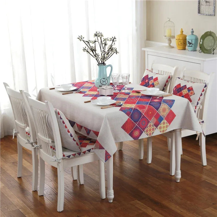 Nappe en lin à motif rétro pour dîner, décoration intérieure, nappe anti-poussière, 85x85cm, 110x110cm, 110x160cm, 130x180cm