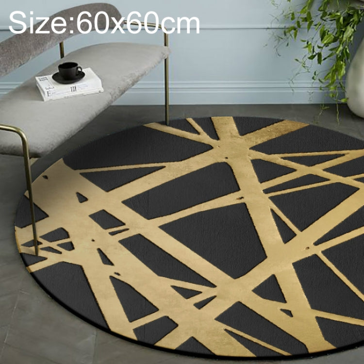 Tapis ronds 3D de luxe style nordique, motif noir et or Diamètre : 40cm, noir et or Diamètre : 60cm, noir et or Diamètre : 80cm, noir et or Diamètre : 100cm, noir et or Diamètre : 120cm, noir et or Diamètre : 140cm, noir et or Diamètre : 15...