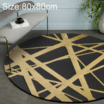 Tapis ronds 3D de luxe style nordique, motif noir et or Diamètre : 40cm, noir et or Diamètre : 60cm, noir et or Diamètre : 80cm, noir et or Diamètre : 100cm, noir et or Diamètre : 120cm, noir et or Diamètre : 140cm, noir et or Diamètre : 15...