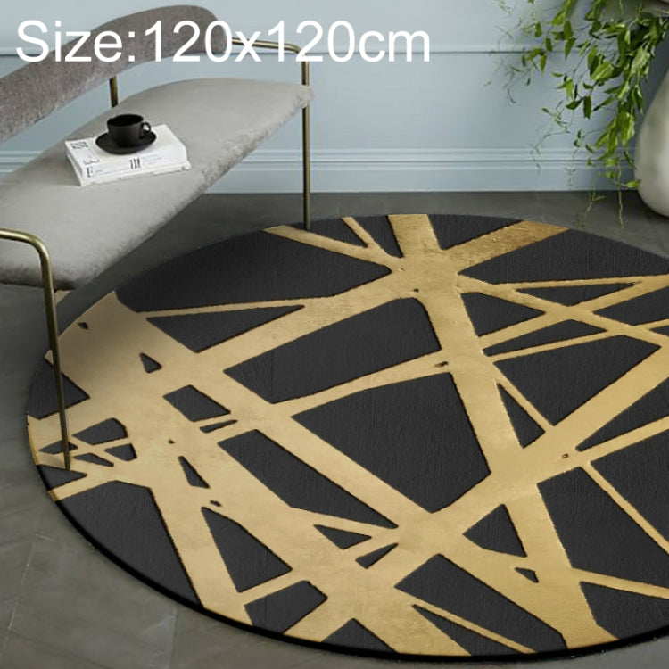 Tapis ronds 3D de luxe style nordique, motif noir et or Diamètre : 40cm, noir et or Diamètre : 60cm, noir et or Diamètre : 80cm, noir et or Diamètre : 100cm, noir et or Diamètre : 120cm, noir et or Diamètre : 140cm, noir et or Diamètre : 15...