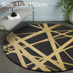 Tapis ronds 3D de luxe style nordique, motif noir et or Diamètre : 40cm, noir et or Diamètre : 60cm, noir et or Diamètre : 80cm, noir et or Diamètre : 100cm, noir et or Diamètre : 120cm, noir et or Diamètre : 140cm, noir et or Diamètre : 15...